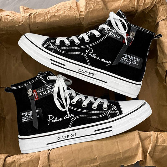 Korean-Style High-Top Canvas Sneakers